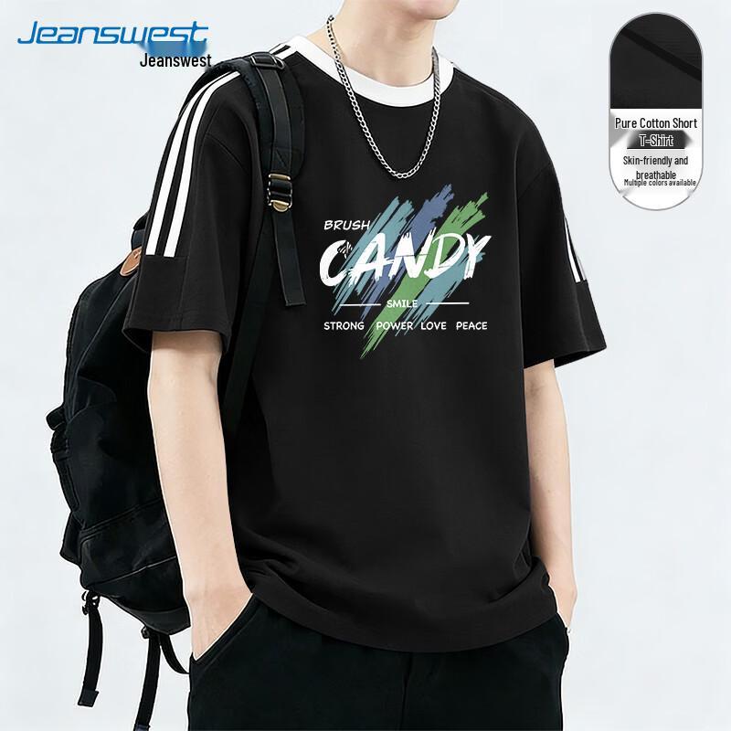 Jeanswest American Street Two-Stripe Loose T-Shirt 4XL