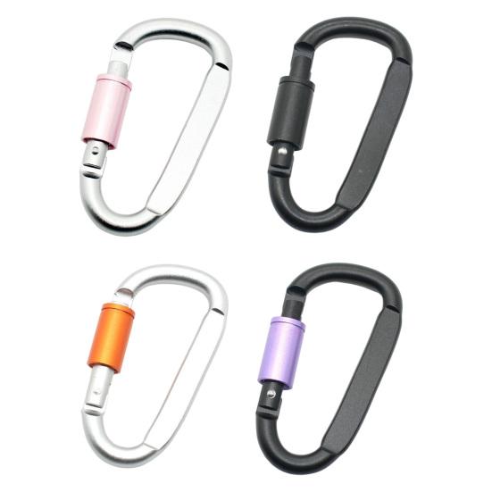 4Pcs Heavy Duty Carabiner Clip, Aluminum Alloy Outdoor Keychain Carabiner, D Shaped Metal Hook Buckle for Water Bottle, Key, Backpack