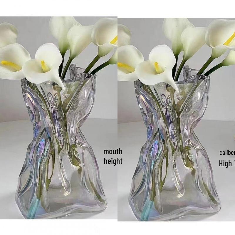 Large Light Luxury Glass Vase for Living Room: Hydroponic Plant & Flower Arrangement