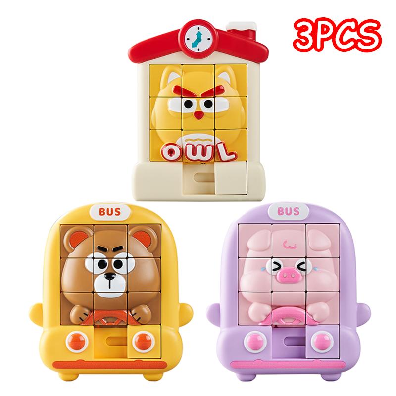 Children Cartoon Animal Slide Puzzles Toys Logical Thinking Training Challenges Intellectual 3D Puzzles Sensory Game Travel Toys