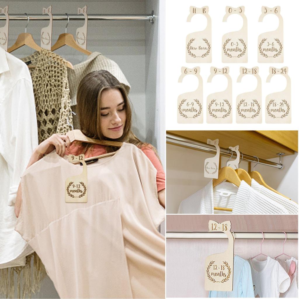 Wood Baby Closet Dividers Baby Closet Organizers Etched Design For Any Nursery Decor Set Of 7 Adorable Wooden Baby Clothes Size Hanger Organizer