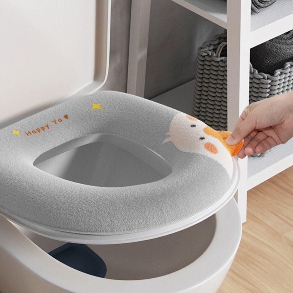 Cartoon Plush Toilet Cover Gasket Reusable Toilet Cushion Cover Duck Toilet Seat Cover  Lavatory