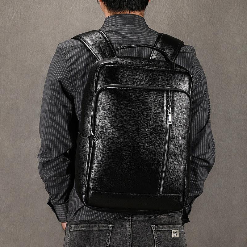 Vintage Crazy Horse Leather Backpack Men'S Leather Backpack School Bag Travel Bag 15 Inch Commuter Computer Bag
