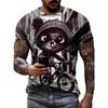 Summer Round Neck 3D Funny Animal Pattern Print Top Fashionable Casual Short Sleeved Men's T-shirts