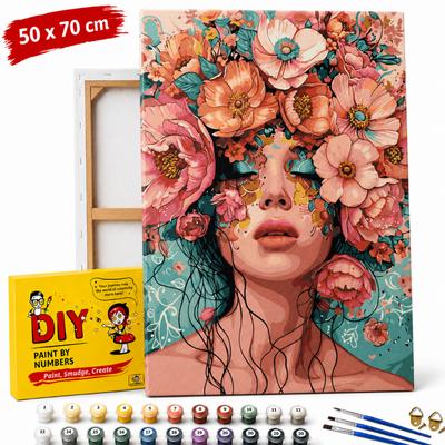 Picture Paint By Numbers With Frame Woman In Flower Garden 50X70