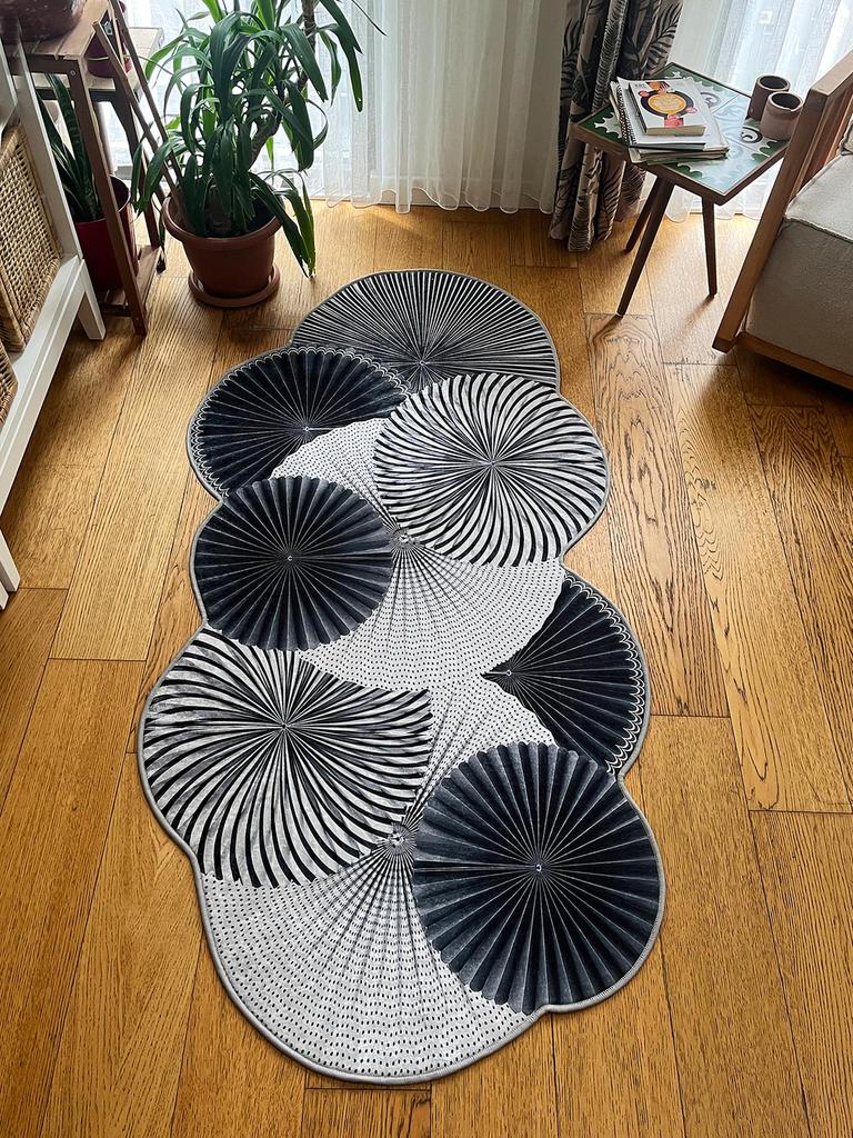 ePeddler Home Modern Black and White Pattern Digital Printing Washable Non-Slip Dot Base New Generation Living Room, Bedroom, Entrance Carpet and Runner