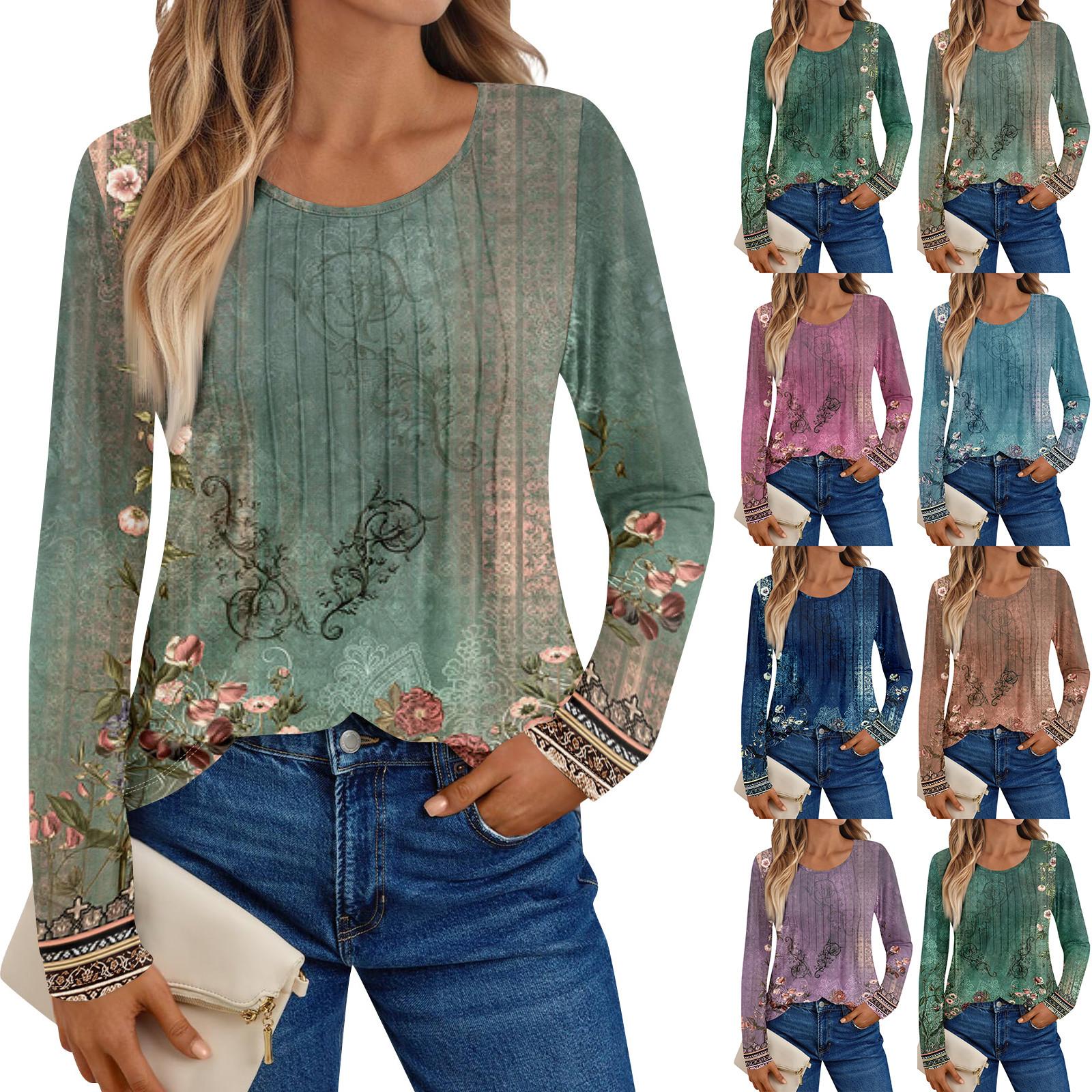 

Women s Long Sleeve Shirts Graphic Tees Casual Basic Tops Pullovers XL небо синє кольору