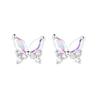 Stud Earrings Female Color Zircon Butterfly Earrings Little Fairy Temperament Trend Foreign Gas Earrings