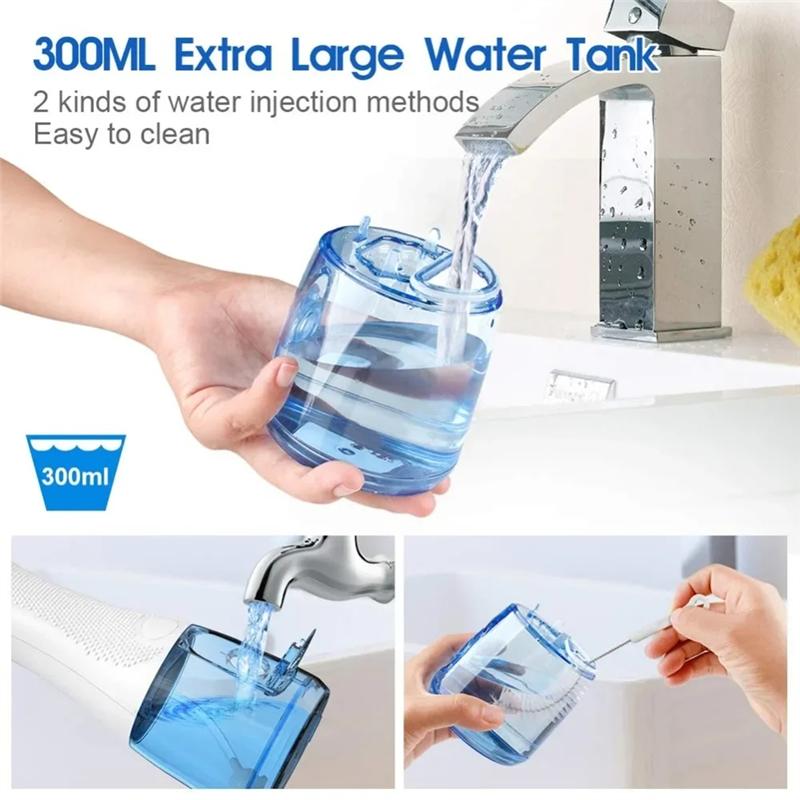 Floss Water Jet 5 Mode USB Rechargeable Oral Irrigator 300Ml Portable Flosser Irrigator Cleaner