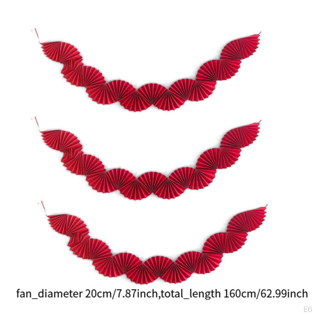 3Pcs Paper Fans Garland Background Banner Ceiling Hanging Decoration for Carnival Wedding Shower