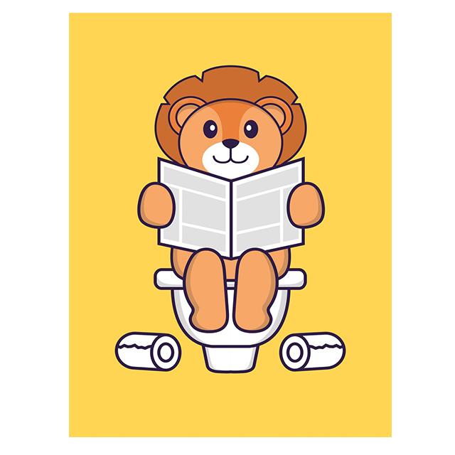 Cute Cartoon Animals In The Toilet Funny Prints Posters Canvas Painting Modern Wall Art Pictures Bathroom Living Room Home Decor