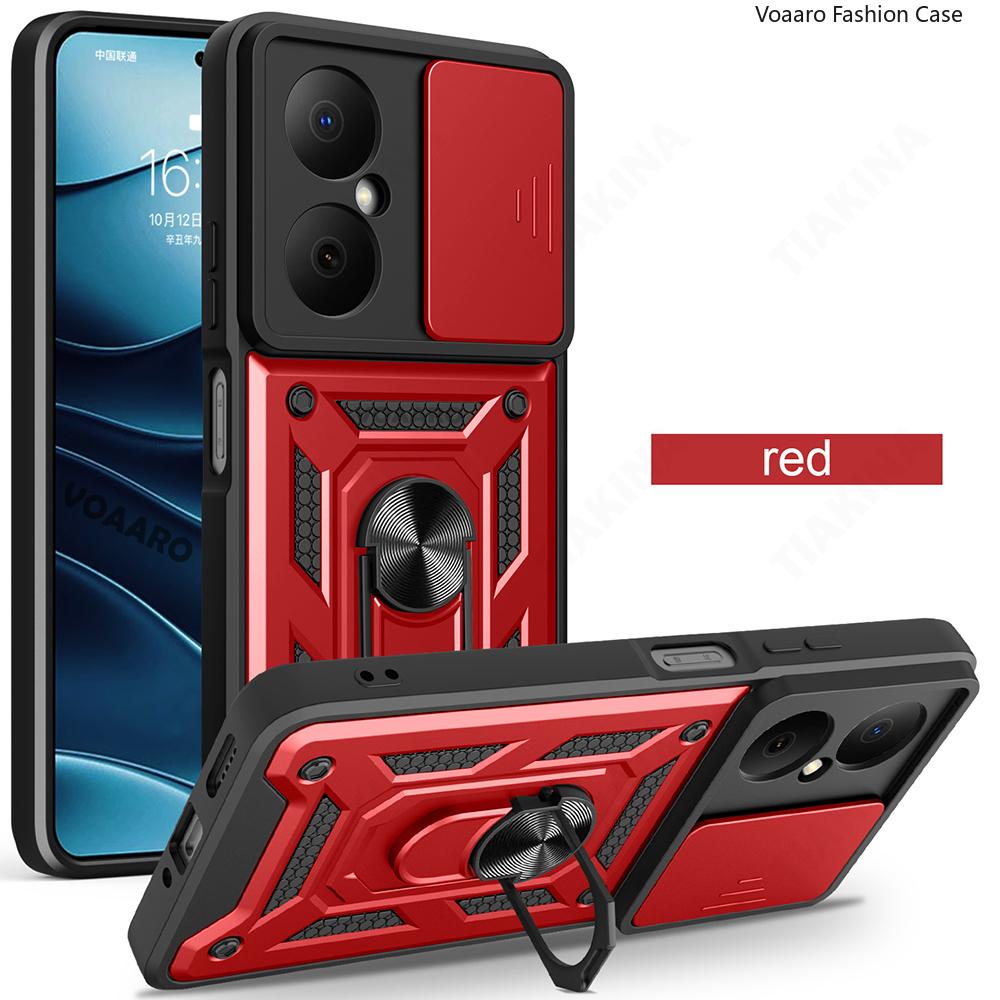

Чехол с выдвижной защитой объектива для Huawei Nova Y73 4G, чехол для Huawei Enjoy 80 4G, чехол с магнитной подставкой-кольцом, противоударная накладка for Huawei Enjoy 80 красный