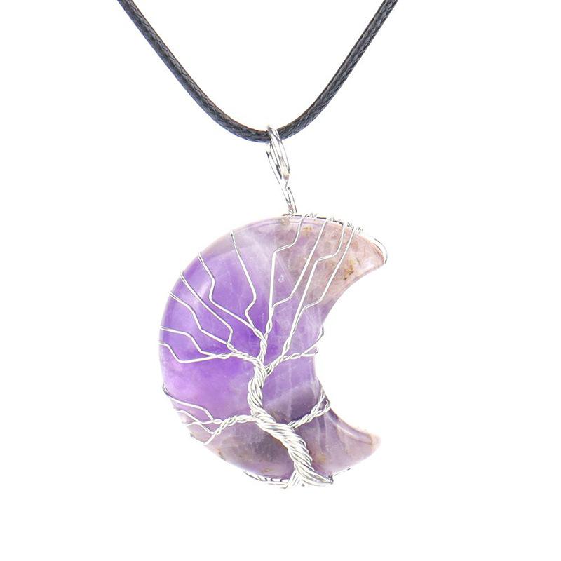 Handmade Winding Moon Natural Stone Winding Tree Of Life, Necklace, Fortune Tree Necklace N535