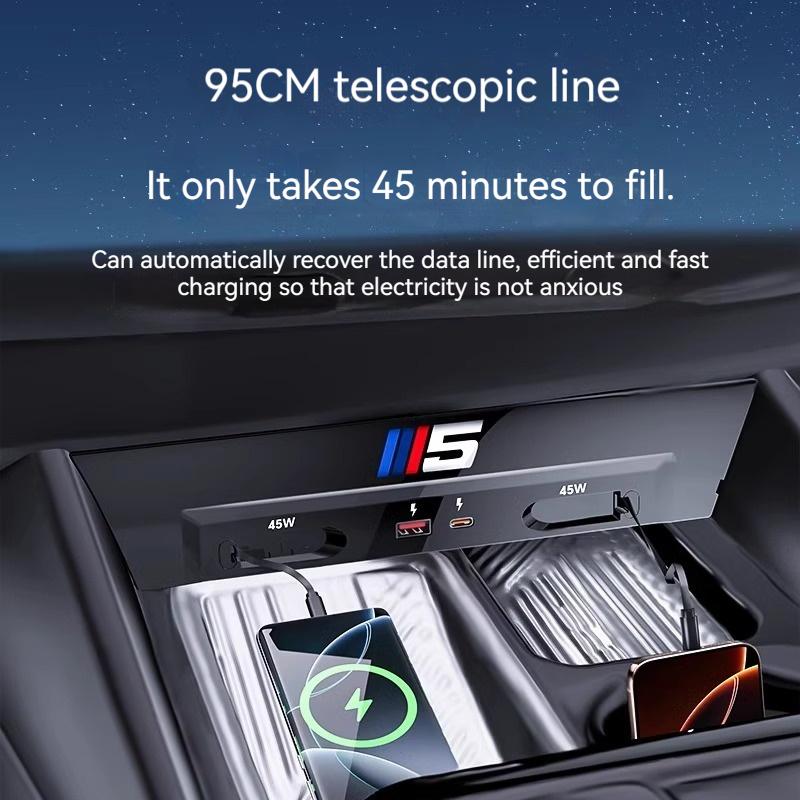 For BMW 5 Series G60 2024 Accessories USB Type-C Splitter Center Console Fast Charger Shunt Docking Station Extender Car Interio npmk56