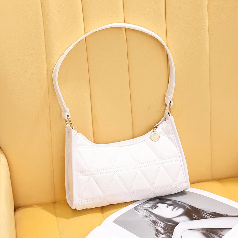 Women's Diamond Lattice Baguette Bag One-shoulder Crossbody Underarm Bag