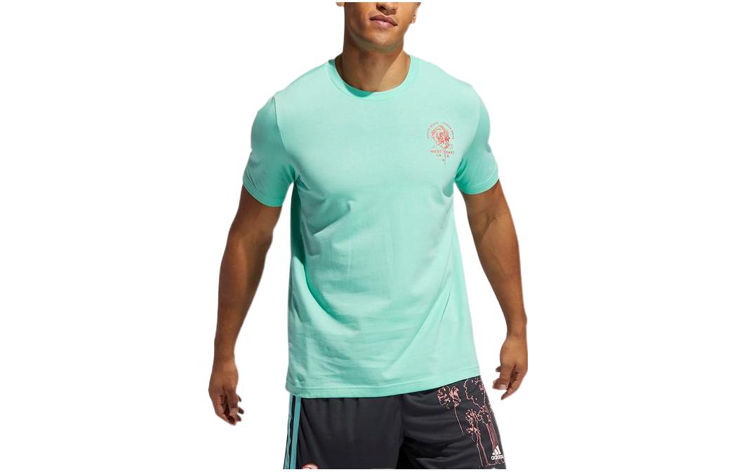 Adidas T Shirts Men s Mint Green Crew Neck Moderate Straight Fit GV1833 XL