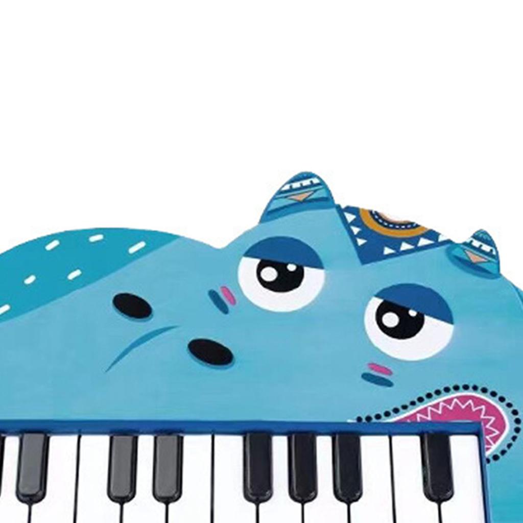 Piano Keyboard for Kids Cartoon 22 Keys Early Educational Animal Toddler Electronic Piano Toys Hippo Style