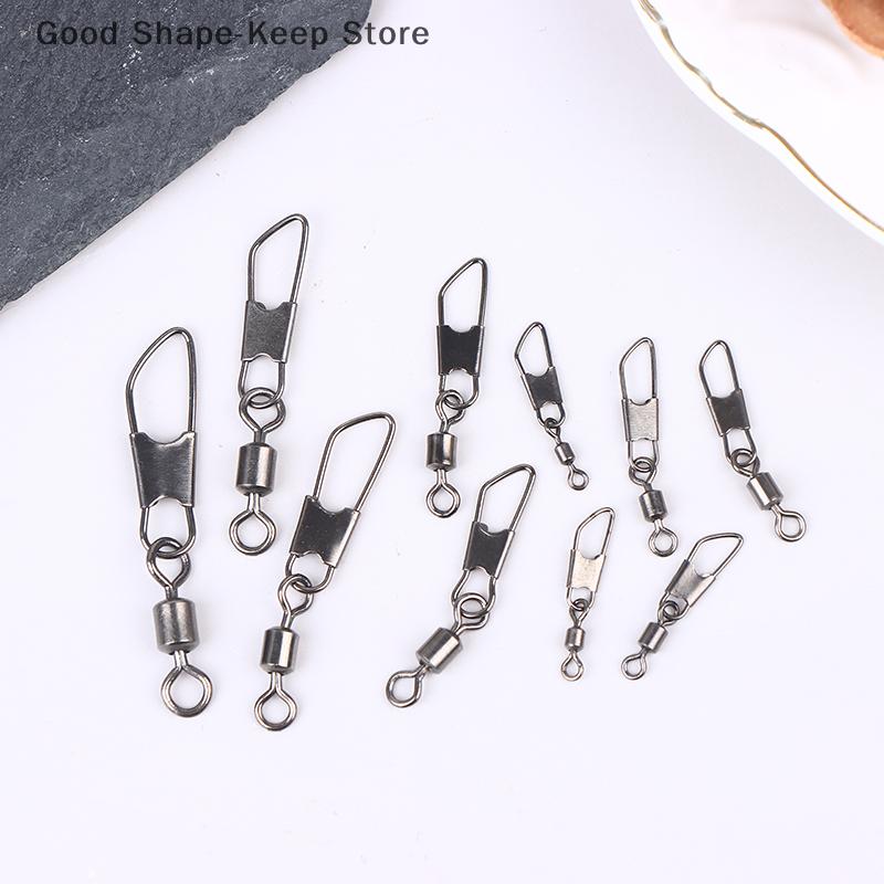 American 50-Piece Swivel Pin Connector Hooks, Size 1#-14#, Rolling Bearing, Carp Type A Fishing Tackle