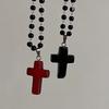 Gothic Crucifix Necklace Retro Choker Religious Clavicle Chain Cross Pendant Jewelry Stylish Pearl Beaded Ornaments