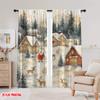 2pcs,2D Plane Printing Curtains Digital Printed Winter Wonderland Versatile Durable Polyester (without Rod) Festive Perfect for