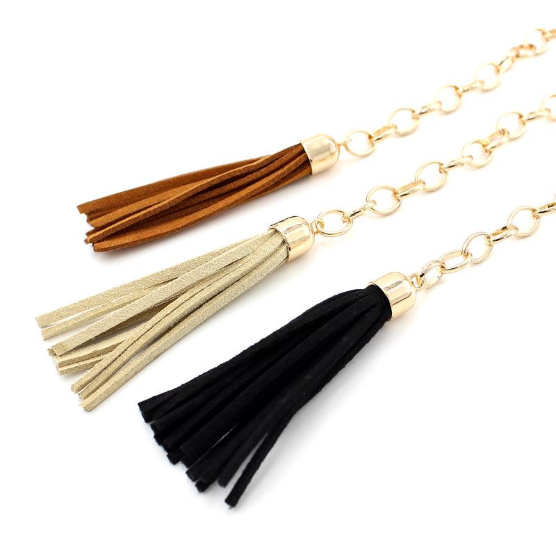 Women'S Ethnic Style Fringed Metal Hook Chain Waist Dress Belt Women'S Decorative Thin Belt Embossed