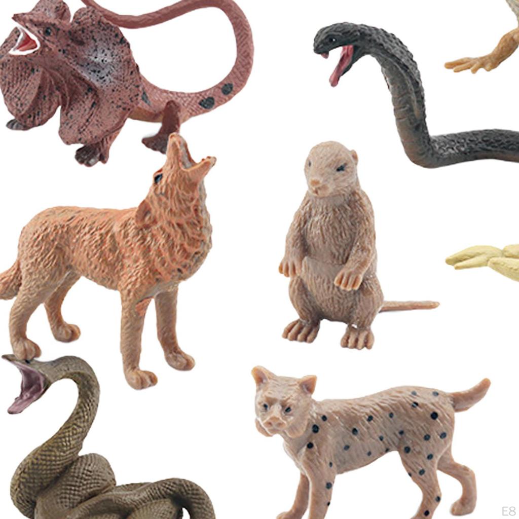 12-częściowy zestaw figurek zwierząt dzikich w miniaturze, model, dekoracja stołu, realistyczny