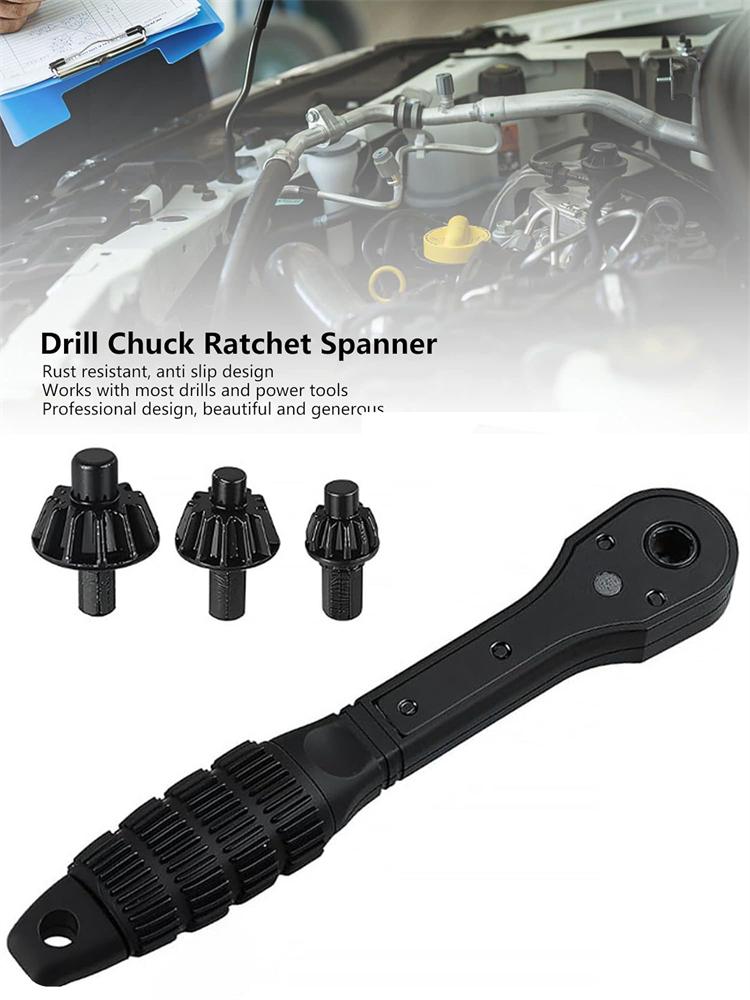 2 in 1 Drill Chuck Ratchet Spanner Wrench Electric Drill Tool Universal Chuck Key With 3 Socket Sizes 1.5-10mm 1.5-13mm 3-16mm