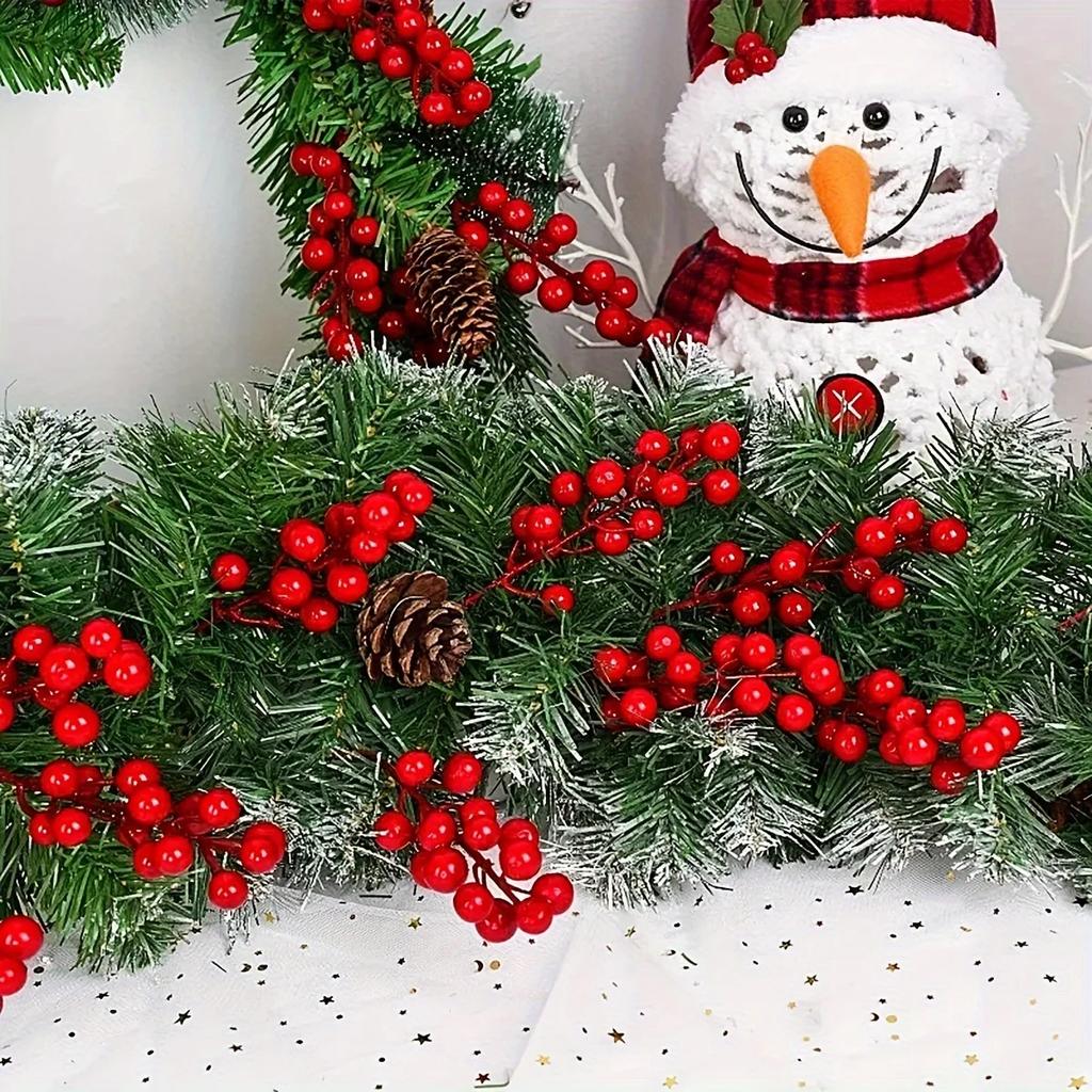 10 Stück - Künstliche Beerenzweige, Weihnachtsbaumschmuck, Plastik-Kunstbeeren für DIY-Feiertagsbasteln