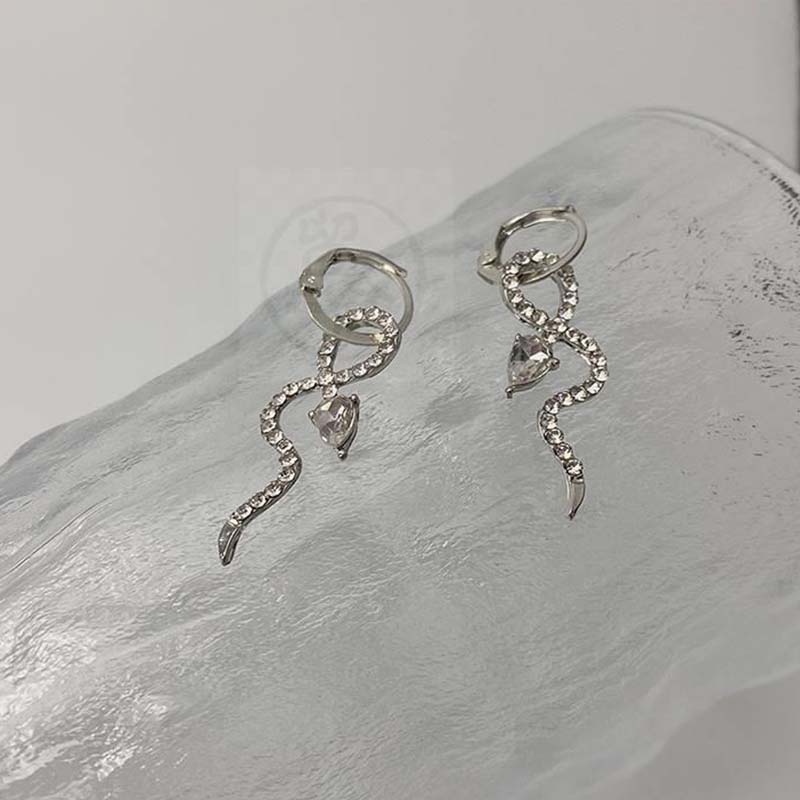 New Trendy Vintage Wrapped Snake Shape Crystal Dangle Earrings for Women Girl Cute Small Object Earring Jewelry Bijoux Gifts