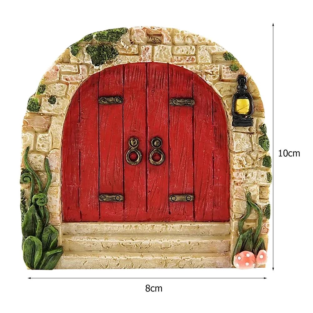 Miniature Fairy Door Figurine Elf Home Ornament For Yard Art Garden Tree Sculpture Statue Wooden Dollhouse Outdoor Garden Decor