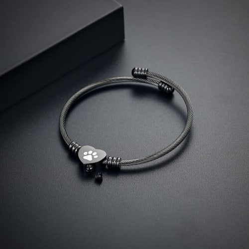 QGJNSGC Cremation Bracelet, Memorial Jewelry, Stainless Steel Pet Claw Heart-Shaped Urn Pendant Bracelet, Keepsake Gift for Family Funerals (B)