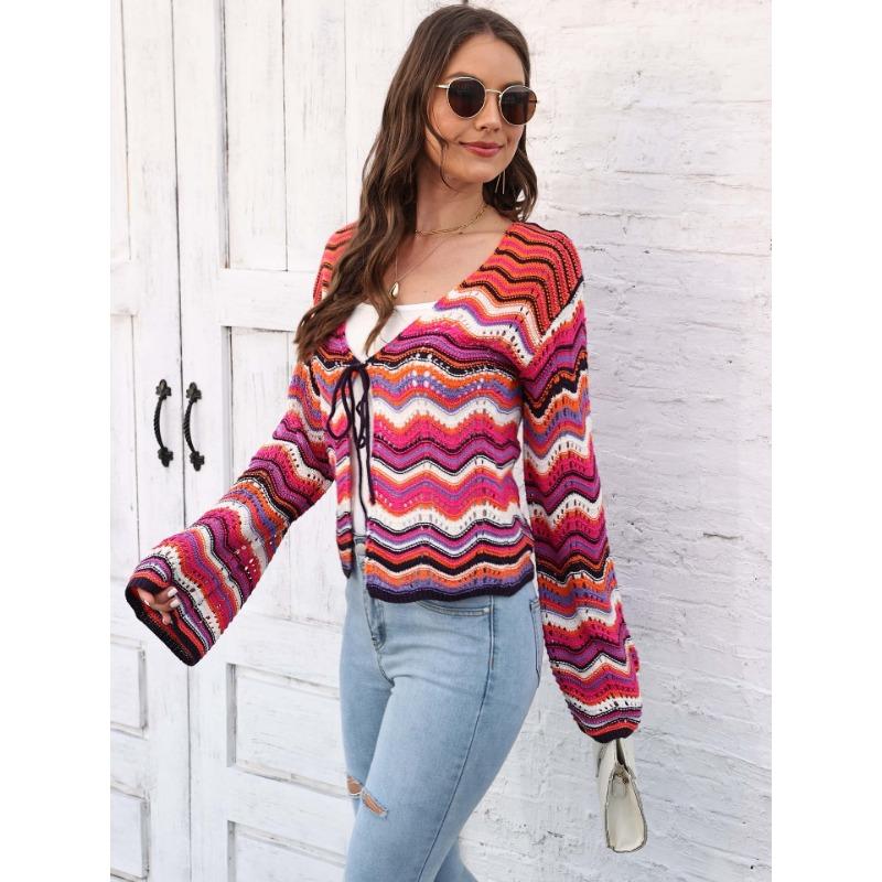 Women's Fall and Winter Wavy Patchwork Striped Sweater