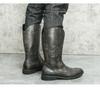 Bottes Western Cowboy en Cuir Mi-Mollet Style Européen & Américain pour Homme avec Fermeture Éclair