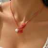 European and American color rope hand-woven ocean wind shell starfish ceramic small fish pendant bohemian wind necklace