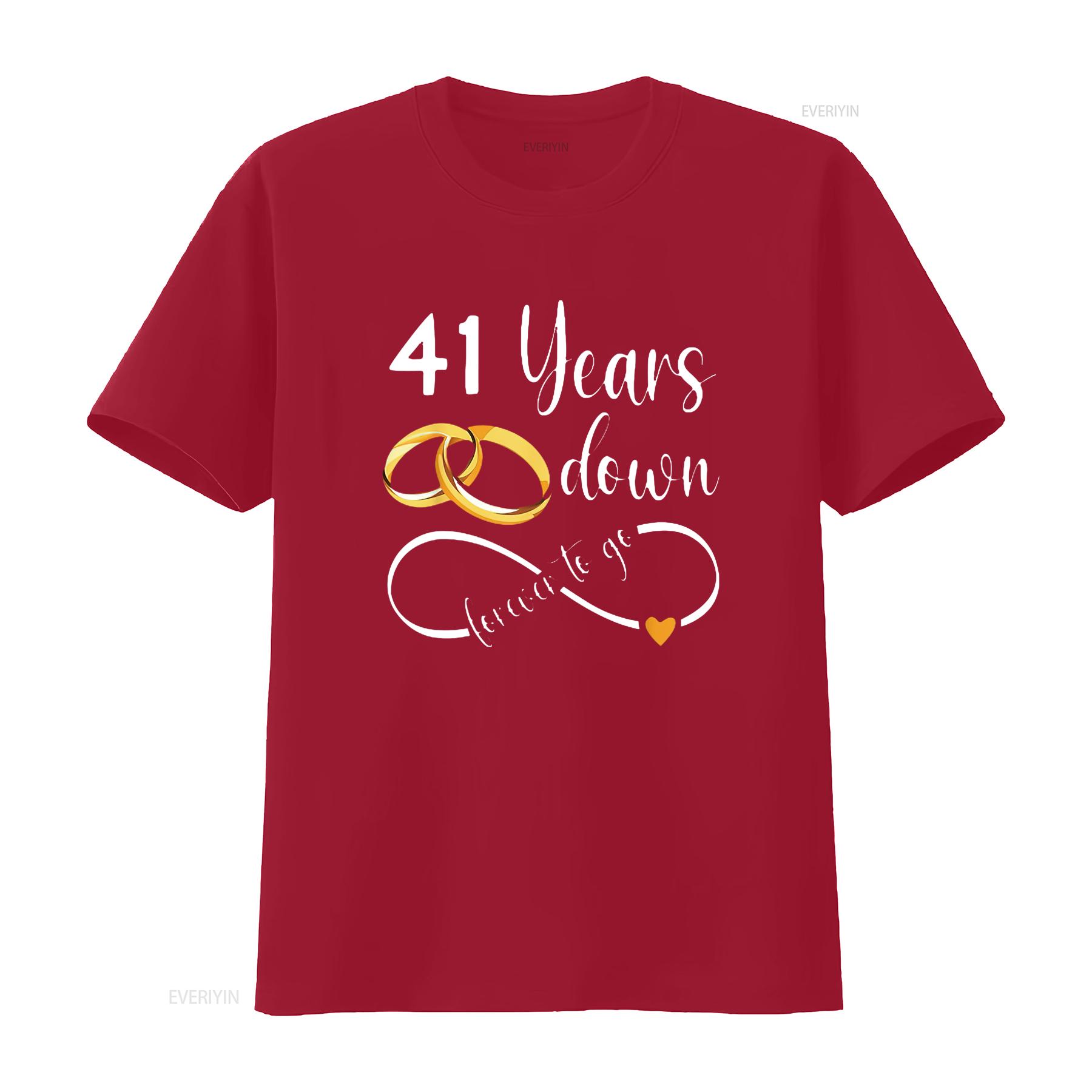 

41 Years Down Forever To Go Couple 41st Wedding Anniversary Womens T Shirt Black vintage Washed Soft streetwear S