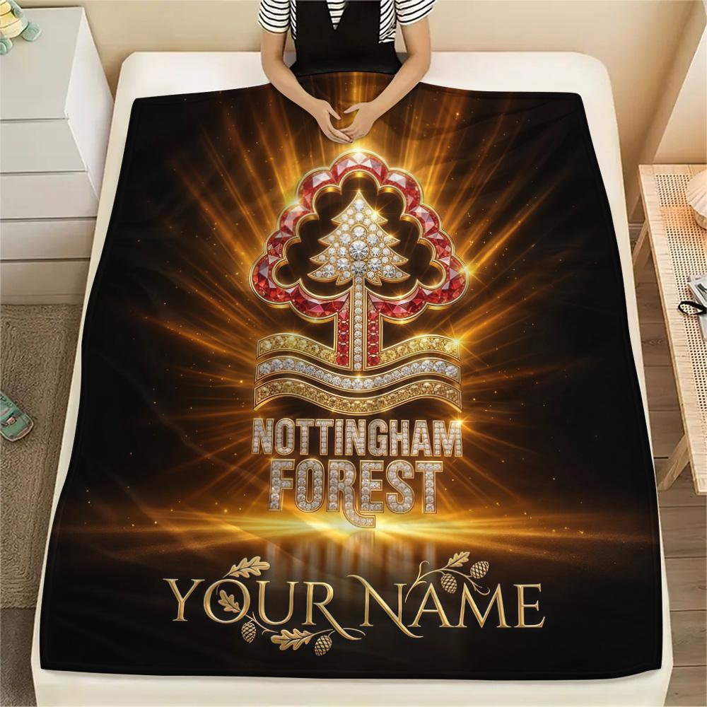 Custom Name Nottingham Forest Flannel Blanket, High quality Comfortable for All Seasons, Home Decor, Warmth and Comfort