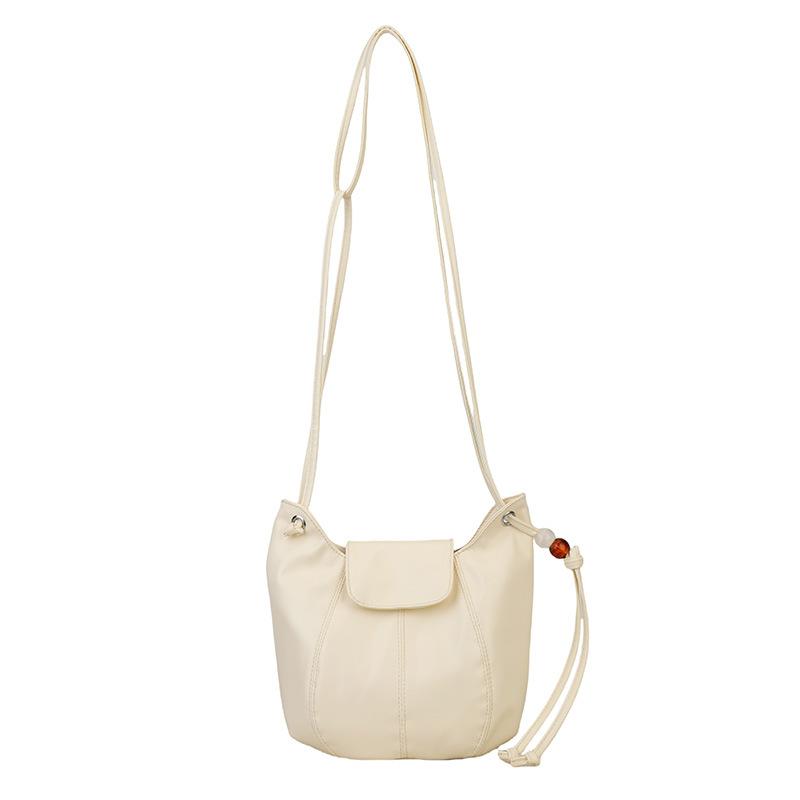 Niche Design Pumpkin Bag High Value Sense Beaded Bucket Bag Simple Literary Style Shoulder Messenger Bag Tote Bag