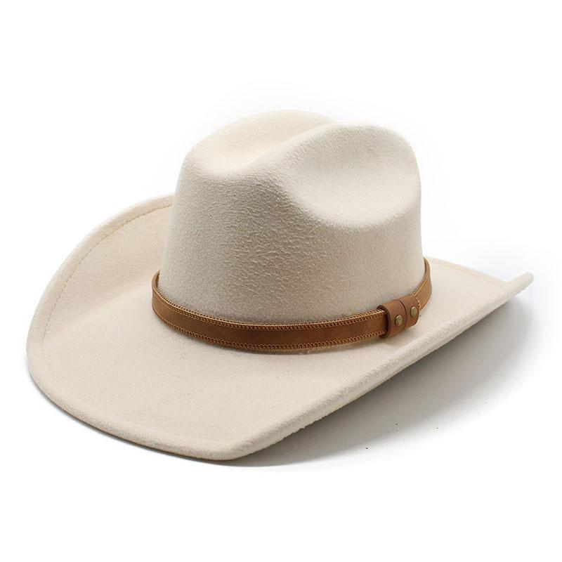 Western Cowboy Hat With Brim For Men And Women In Wool Blend For Autumn Casual Style