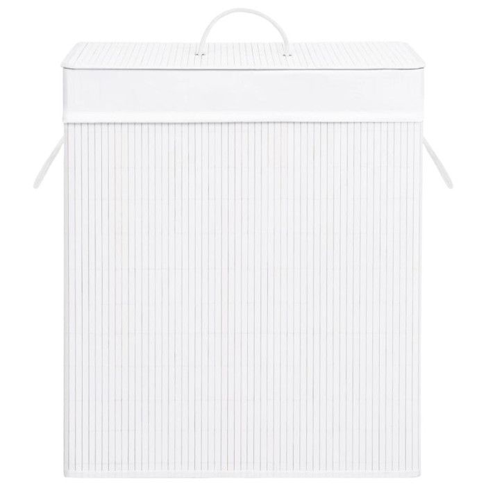 VidaXL Panier à linge avec 2 sections bambou blanc 100 L 320744