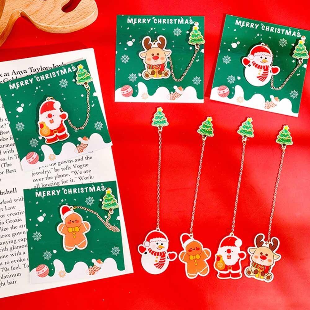 1 Piece Cartoon Christmas Metal Santa Claus Acrylic Pendant Bookmark School Office Supplies Bookmarks Cute Stationery