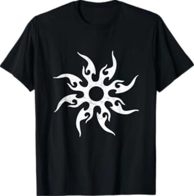 T-shirt tribale con simbolo del sole a due tempi per adolescenti, T-shirt abbandonata