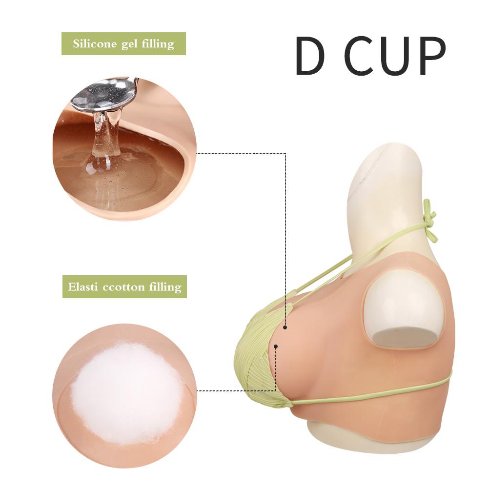 1 Piece Asian yellow Round neck Silicone Breastplate Fake boobs Fake breasts forms B-G Cup Breast Plates Transgender Cosplay Dra