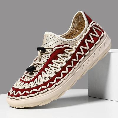 Zapatos de hombre tejidos a mano de gran tamaño, zapatos casuales transpirables de verano, mocasines, zapatos de conducción para hombre