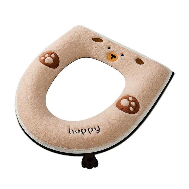 Universal Toilet Seat Cover Winter Warm Soft WC Mat Bathroom Washable Removable Zipper With Flip LidHandle