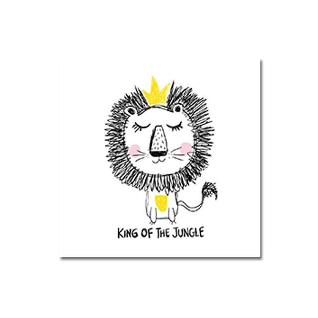 Panda lion cat dream big Cartoon Animal Panda Lion Canvas Children Room Kindergarten Decorative Hanging Painting Canvas Painting No Frame