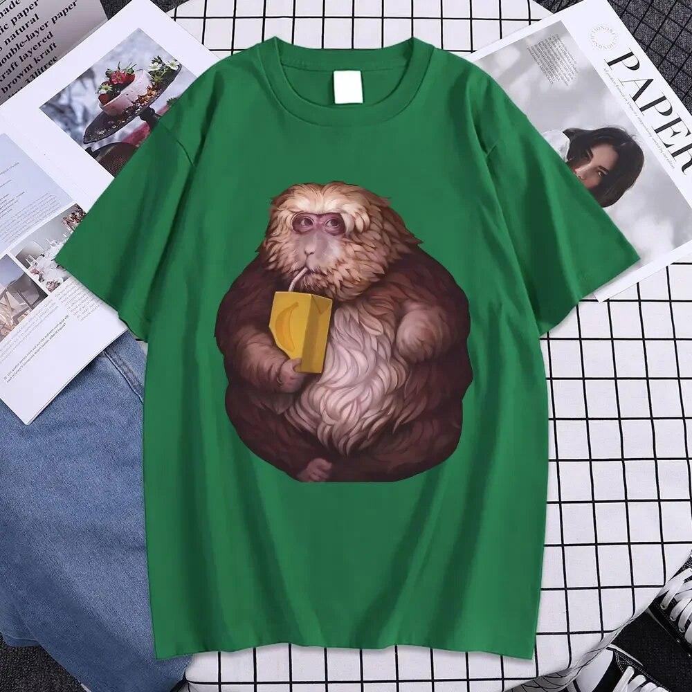 Funny Zoon XingXing Monkey T-skjorte med grafisk trykk Sommer-t-skjorter i bomull med korte ermer Unisex-klær med o-hals Kul T-skjorte Oversized