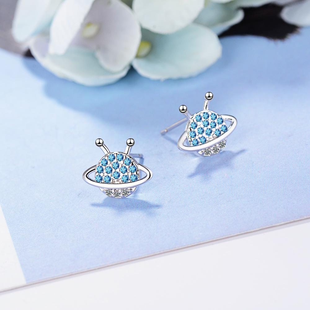 

Голубая планета простые компактные милые маленькие серьги Женская мода Элегантные вечерние серьги Подарки для подруг copper