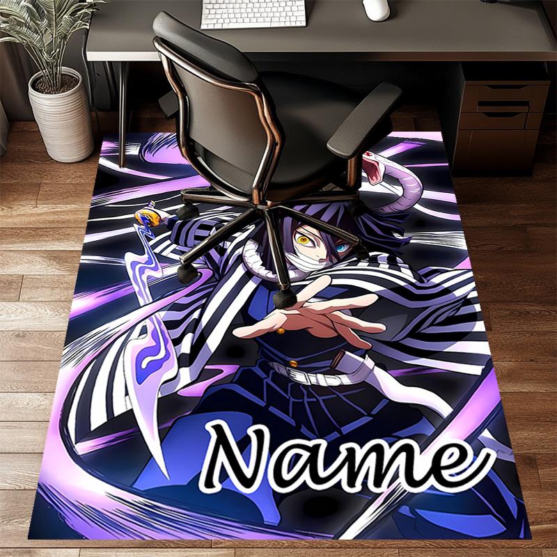 Custom Demon Slayer Mat Personalized Name, Polyester Washable Indoor Entryway Rug, Gift for Christmas, Easter, Thanksgiving Day