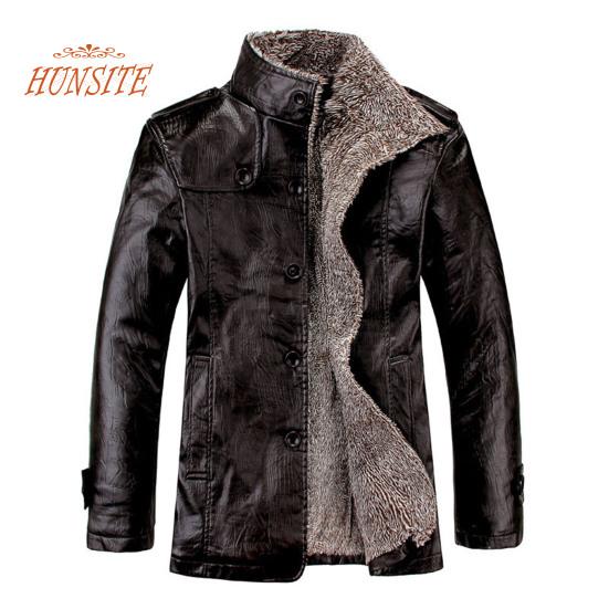 

Мужское пальто, однотонная плюшевая деловая зимняя куртка из искусственной кожи для повседневного ношения 4XL чёрный