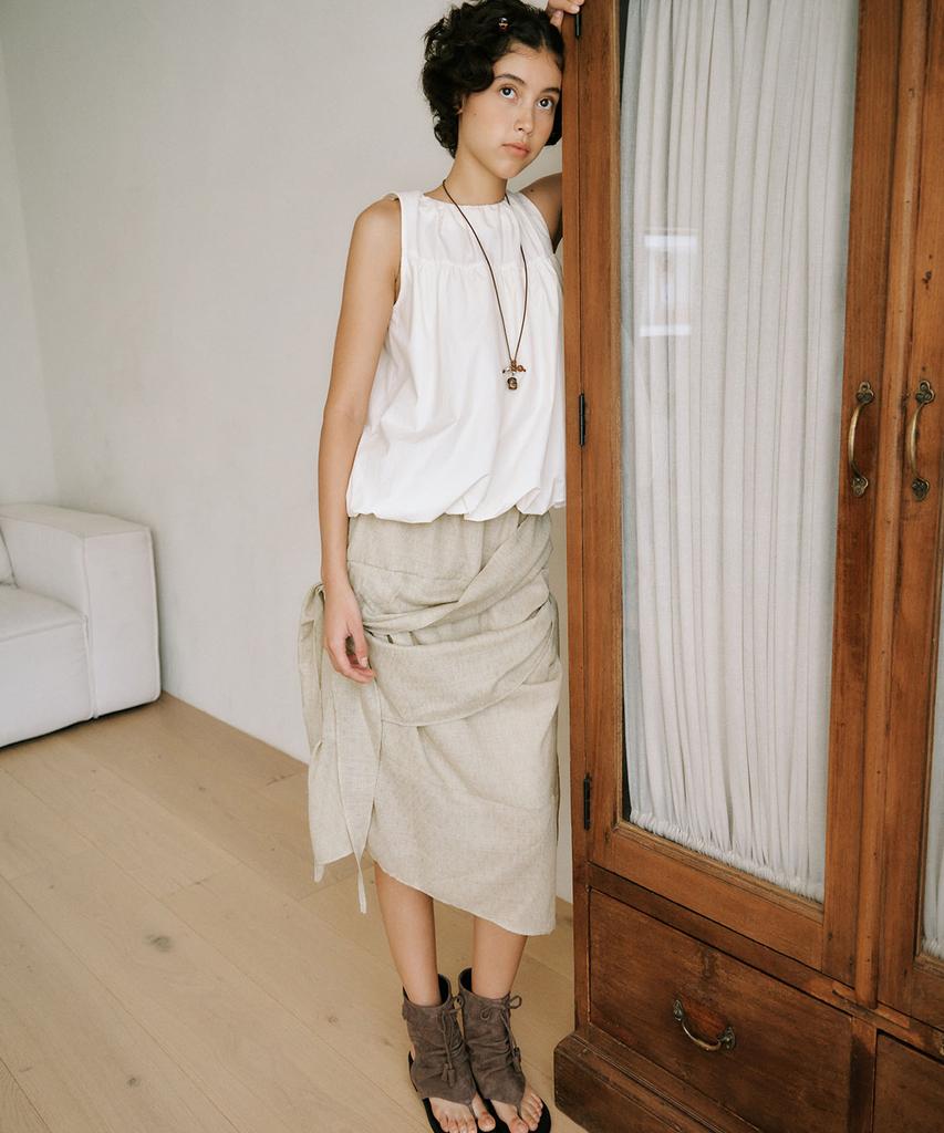 Auro Sandy Tie Skirt [ Olive ]